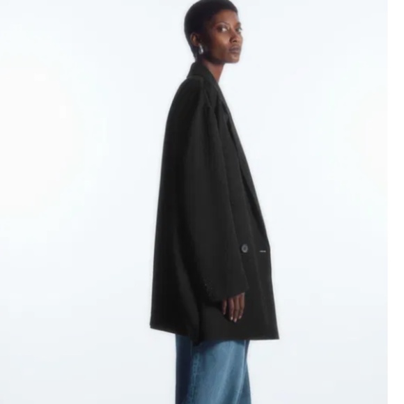 COS Oversized Black Draped Double-Breasted Blazer - Size Small/Medium/Large - Picture 4 of 12